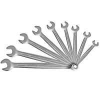 KS TOOLS - 922.0043 - Jeu de 9 clés mixtes métriques - Clé plate à cliquet en boite - Composé de 9 pièces de 8 à 19 mm - Angle de fourche et œil incliné à 15°