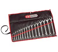 KS Tools – Jeu de clés mixtes métriques 922.0048 – 21 pièces 6–28 mm, à cliquet, angle 15° – trousse