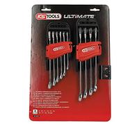 KS TOOLS - 922.0050 - Jeu de 10 clés mixtes métriques - Clé mixte sur support - Composé de 10 pièces de 8 à 19 mm - Angle de fourche et œil incliné à 15°