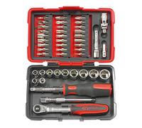 KS Tools 922.0647 - Coffret de douilles et accessoires en pouces 1/4'' - Gamme ULTIMATE® - Ultra compact - Coffret bi-matière avec coins renforcés - Finition chromée satinée - 44 pièces