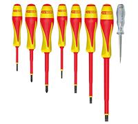 KS Tools - 922.6218 - Jeu de 7 tournevis bi-matière isolés 1000V Fente -PH et tournevis testeur LED - Résistants aux produits chimiques - outillage electricien