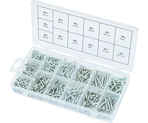 KS TOOLS 970.0420 Assortiment de vis auto-taraudeuses à tête ronde, 550 pcs, Gris