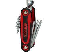 KS Tools CHROMEplus Porte-clés mâles coudées TX pliables, alésage, 8 pièces