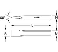 KS TOOLS Ciseau de maçon plat ovale 27x200 mm - 162.0191