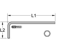 KS TOOLS Clé mâle coudée pour vis à six pans creux phosphatée longue 12mm - 151.2712