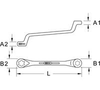 KS TOOLS Clé polygonale double Torx-E coudée E10xE12 - 911.0363