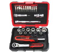 KS TOOLS - 922.0626 - Coffret de douilles et accessoires ULTIMATE 1/4'', 27 pièces - Robuste et pratique - Cliquet, Douilles 6 pans 5,5 à 14 mm, Embouts, Cardan, Rallonges - Qualité professionnelle