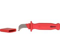 KS TOOLS Couteau à dénuder avec revêtement isolant et lame crochet, 200 mm ( 117.1296 )