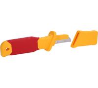 KS TOOLS Couteau à dénuder avec revêtement isolant et lame droite, 200 mm ( 117.5602 )
