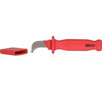 KS TOOLS Couteau à dénuder avec revêtement isolant et lame crochet, 200 mm