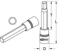 KS TOOLS Douille à embout 1/2" à six pans creux 10 mm 140 mm - 911.1960