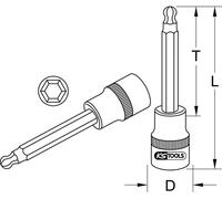 KS TOOLS Douille à embout 1/2" à six pans creux avec tête sphérique longue 8 mm - 911.5314