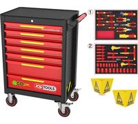 KS TOOLS ECOline Chariot d'atelier avec 42 outils isolés pour véhicules hybrides et électriques - 117.6144