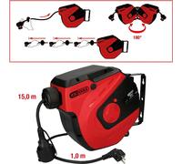 KS Tools 150.4217 Enrouleur de câble 15.00 m noir Prise mâle + contact de protection