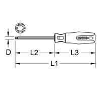 KS TOOLS ERGOTORQUEplus Tournevis à six pans creux avec tête sphérique 3,0 mm - 159.1061