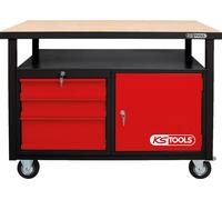 KS Tools 865.0101 Etabli roulant d'atelier professionnel 1 porte et 3 tiroirs