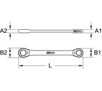 KS TOOLS GEARplus clé polygonale à cliquet double 7/16 "x1/2" - 503.4403
