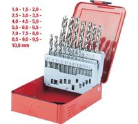 KS TOOLS HSS-G Jeu de forets hélicoïdaux Cassette en tôle d'acier 19 pces 1-10 mm - 330.2610