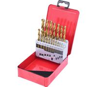 KS TOOLS HSS TiN Jeu de forets hélicoïdaux Cassette en tôle d'acier 19 pces 1-10 mm - 330.4610