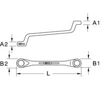 KS Tools INOX Clé polygonale double, contrecoudée, 8x9mm