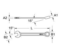 KS TOOLS INOX Clés mixtes 15 mm coudées - 964.0115