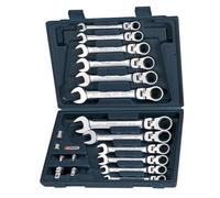 KS Tools Jeu de 18 clés à cliquet articulées avec verrouillage