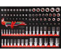 KS TOOLS Jeu de clés à douille 1/4'' + 3/8'' + 1/2'' dans insert en mousse, 99 pcs, en pouces ( 811.0099 )