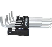 KS TOOLS Jeu de clés mâles coudées hexagonales 3 en 1, 10 pièces, tête sphérique XL - 920.2400