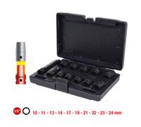 KS Tools 515.0112 - Coffret de Douilles à Choc 6 Pans 1/2' - Caisse à Outil en Compacte - Outillage Mécanique Avec Clé à Cliquet, 10 Douilles, Cardan, Rallonge - 12 Pièces