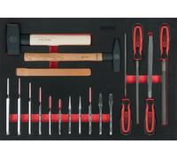 KS TOOLS Jeu de Limes, burins et marteaux, 18 pièces en 1/1 Insert système 711.1018