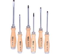 ERGOTORQUE WOODmax Juego de destornilladores de golpe con mango de madera, 6 pzs.