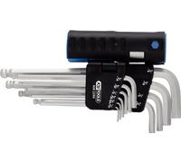 KS TOOLS Jeu de clés mâles 6 pans à tête sphérique 3 en 1,10 pcs longues, pouce