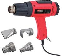 KS TOOLS 960.1190 - Décapeur Thermique 2000W - Pistolet Thermique à Air Chaud - 2 Positions - Réglage de Température par Molette sur 6 Plages entre 50° à 650° - 4 Buses - Couleur Rouge