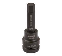 1" Llave de vaso de impacto con punta para tornillos con encastre hexagonal, larga, 30 mm