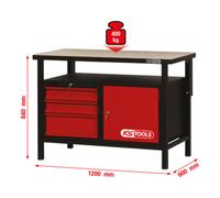 KS Tools KS Tools Etabli d'atelier 1 porte + 3 tiroirs 840x1200x600mm Quantité:1