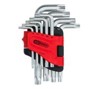 KS Tools Jeu de clés Torx 151.4570 – 9 pièces TB10–TB50, coudées courtes avec trou