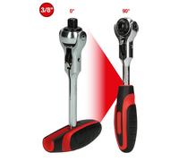 BRILLIANT TOOLS Carraca mini de cabezal orientable con mango en T MODIFIX de 3/8", 72 dientes, 0°+90°