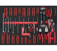 Juego de alicates y destornilladores, 59 pzs, en sistema modular 1/1