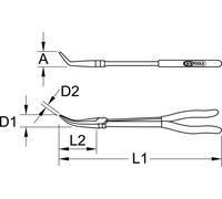 KS TOOLS Pince à bec plat 45° coudée XL 270 mm - 500.7052