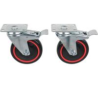 KS TOOLS RACINGline Jeu de roulettes pivotantes avec frein de roulage et de rotation, vis incluses - 826.9505
