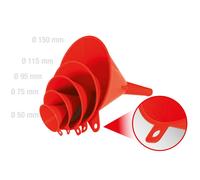 KS-TOOLS Set de 5 entonnoirs, entonnoir pour bouteilles, entonnoir de remplissage, entonnoir universel Ø 50-150 mm