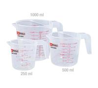 KS-TOOLS Set de gobelets gradués 3 pièces, aide au dosage, pichet gradué en plastique
