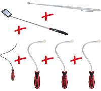 KS TOOLS Support magnétique flexible et télescopique et jeu de miroirs d'inspection 6 pièces - 550.1090