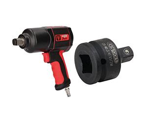 KS TOOLS The Devil Visseuse à percussion pneumatique haute performance 3/4" Couple de desserrage max. 2000 Nm & Réducteur À Chocs, Adaptateur De Douille 3/4'' 1/2'' Et, Outillage Mecanique Auto