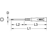KS Tools KS Tools ESD Tournevis de mécanique de précision pour vis à six pans creux - avec embout sphérique, 1/16 Quantité:1
