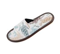 Ksajwzf Pantoufles tortues de mer pour homme et femme, peinture océan, chaussures d'été à bout ouvert, pantoufles de voyage, multicolore, 37/38 EU