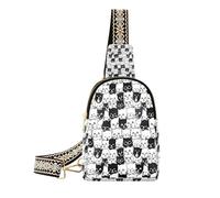 Ksajwzf Petit sac à bandoulière amusant avec visages de chat - Cadeau pour femme - Sac banane tendance pour femme, multicolore