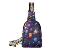 Ksajwzf Petit sac à bandoulière coloré avec des planètes cosmiques, cadeau pour femme, sac banane tendance pour femme, multicolore