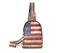 Ksajwzf Petit sac banane en bois avec drapeau des États-Unis, sac banane pour femme, sac banane tendance pour femme, multicolore