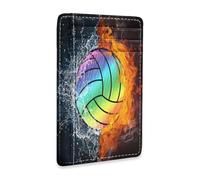 Ksajwzf Porte-cartes de crédit en cuir fin et pince à billets coloré pour volley-ball, feu d'eau, blocage RFID pour homme et femme
